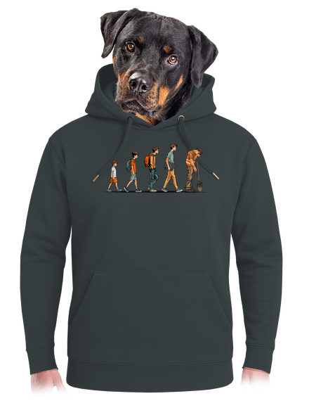 A tanuló evolúciója unisex prémium pulóver Charcoal
