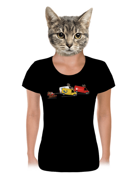 Mikulás rénszarvassal női póló Black