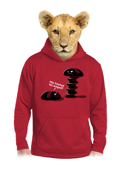 Felhúzva gyerek kenguruzsebes pulóver Fire Red