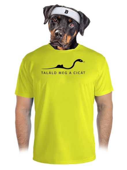 Találd meg a cicát férfi sportpóló Neon Yellow
