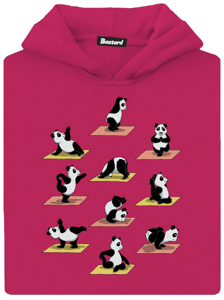 Panda jóga gyerek kenguruzsebes pulóver Hot Pink