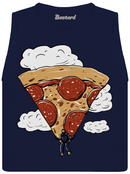 Pizza ejtőernyős női bővített trikó Navy