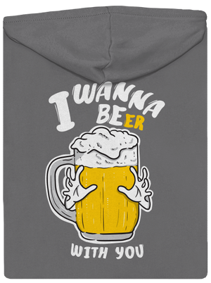 I wanna beer cipzáras női pulóver Steel Gray