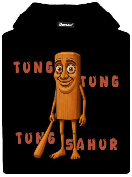 Tung Tung Tung Sahur – Italian Brainrot gyerek kenguruzsebes pulóver Black