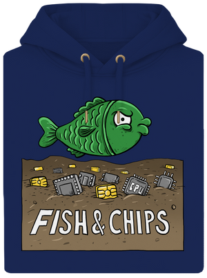 Fish and IT chips unisex prémium pulóver Navy