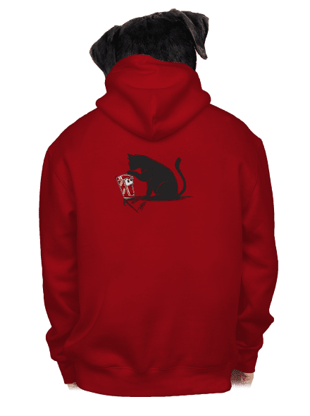 Macska és üveg cipzáras férfi pulóver Red