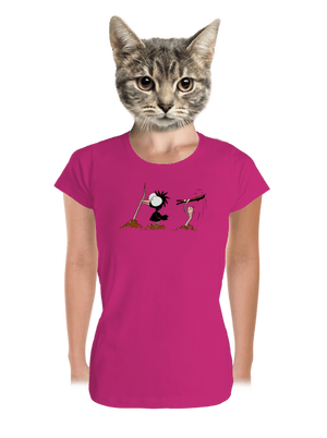 Vigyázz melyik végét fogod prémium női póló Magenta