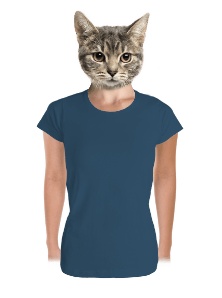 Nyomtatás nélkül prémium női póló Petrol Blue