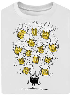 Boldog sörivó unisex túlméretezett póló White