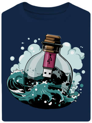 USB üzenet egy üvegben unisex túlméretezett póló Midnight Blue