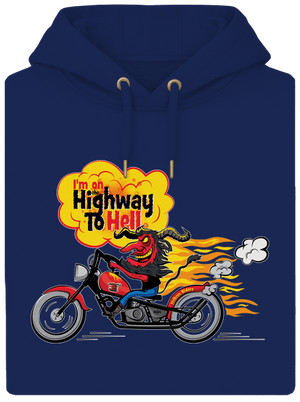 Highway to hell unisex prémium pulóver Navy