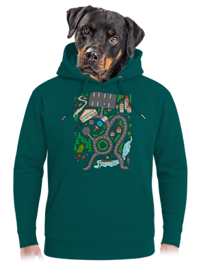 Úton unisex prémium pulóver Emerald Green