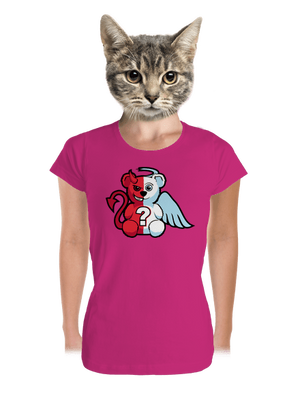 Angyal vagy ördög prémium női póló Magenta