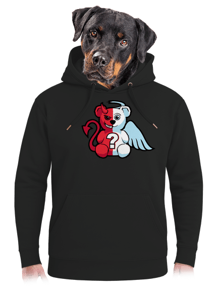 Angyal vagy ördög unisex prémium pulóver Dark Black