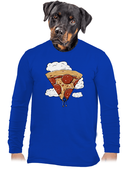 Pizza ejtőernyős férfi hosszú ujjú póló Royal Blue