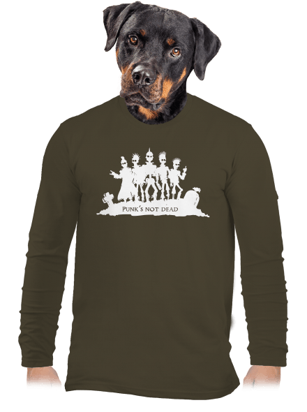 Punks not dead! férfi hosszú ujjú póló Urban Khaki