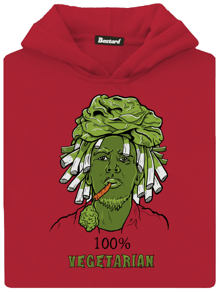 100% vegetáriánus gyerek kenguruzsebes pulóver Fire Red