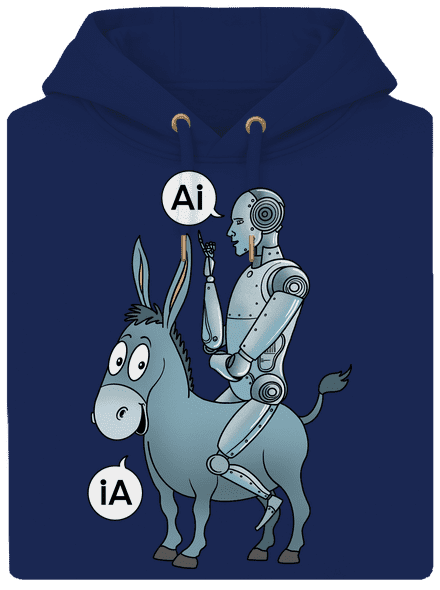 Szamár és AI unisex prémium pulóver Navy