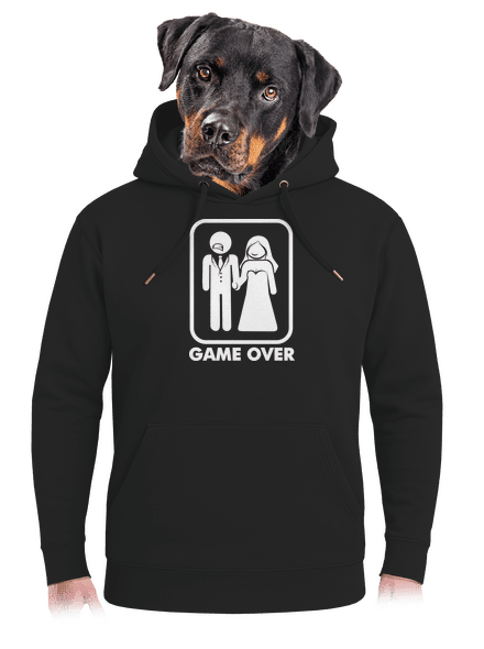 Játék vége unisex prémium pulóver Dark Black
