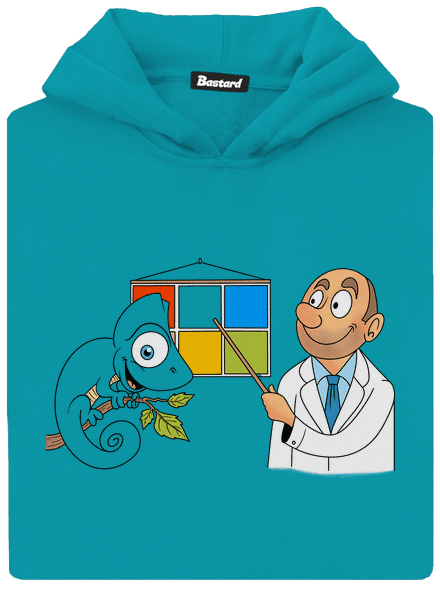 Kaméleon az orvosnál gyerek kenguruzsebes pulóver Hawaiian Blue