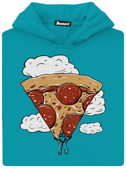 Pizza ejtőernyős gyerek kenguruzsebes pulóver Hawaiian Blue