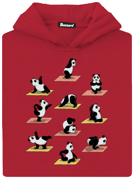 Panda jóga gyerek kenguruzsebes pulóver Fire Red