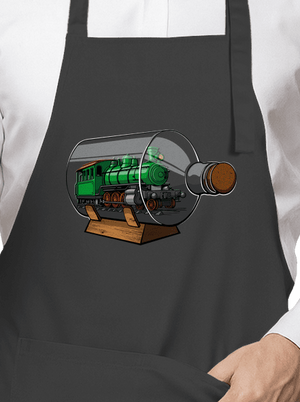 Mozdony egy palackban kötény Dark Grey