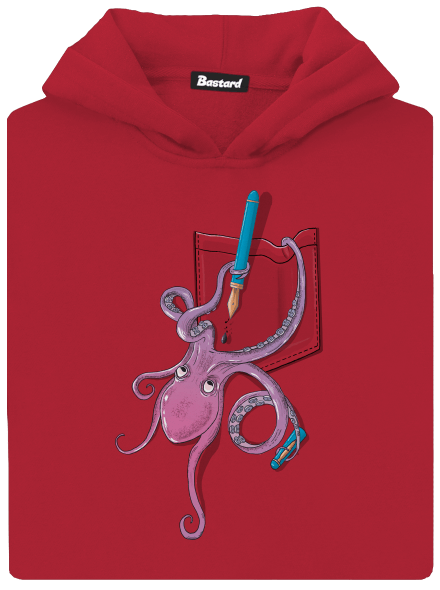 Egyszerűen imádja a tintát gyerek kenguruzsebes pulóver Fire Red