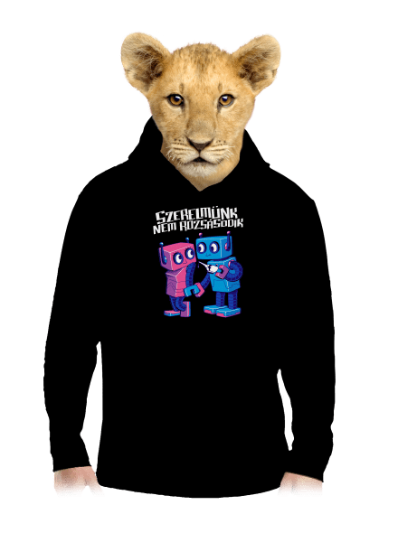 Robotok gyerek kenguruzsebes pulóver Black