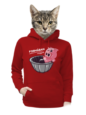 Formában női kenguruzsebes pulóver Red Mal