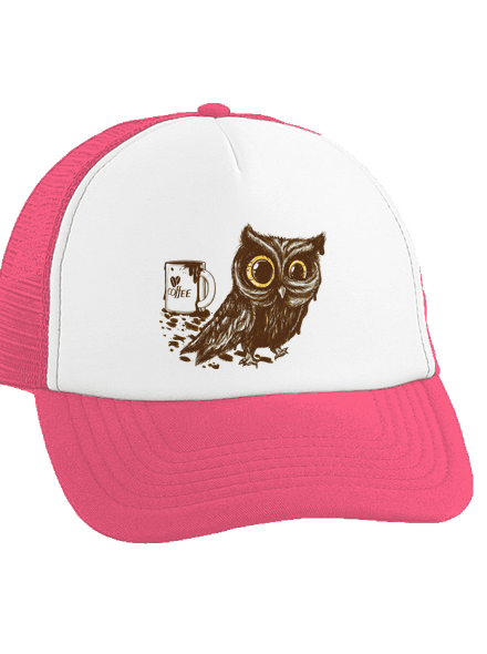 Koffeinfüggő bagoly teherautós sapka Fluorescent Pink cap
