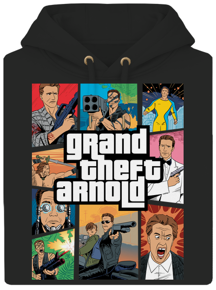 Grand Theft Arnold unisex prémium pulóver Dark Black