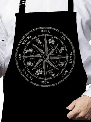 Alkoholos iránytű kötény Black