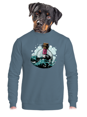 USB üzenet egy üvegben unisex crewneck Nordic Blue