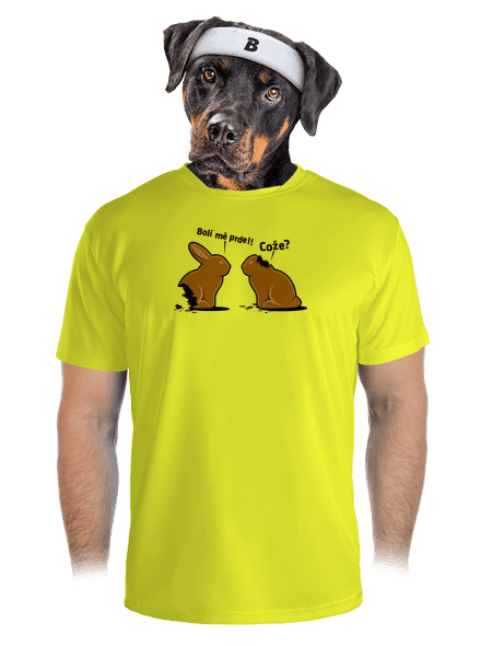 Fáj a seggem! férfi sportpóló Neon Yellow