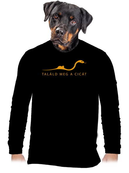 Találd meg a cicát férfi hosszú ujjú póló Black