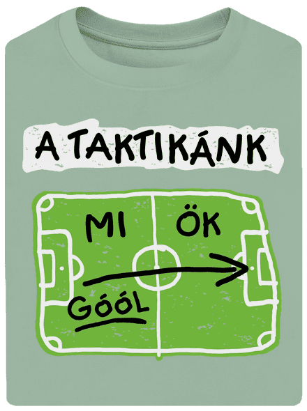 A futballtaktikánk unisex túlméretezett póló Sage