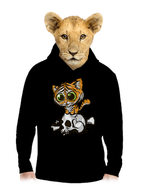 Tigriskölyök gyerek kenguruzsebes pulóver Black