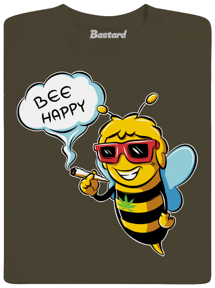 Bee happy férfi hosszú ujjú póló Urban Khaki