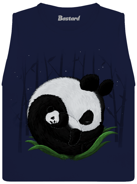 Két alvó panda női bővített trikó Navy