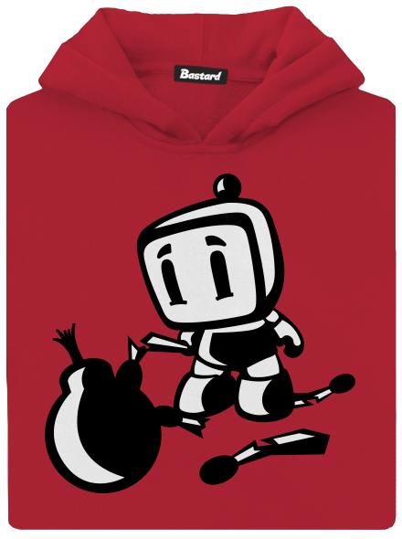 Bomberman gyerek kenguruzsebes pulóver Fire Red