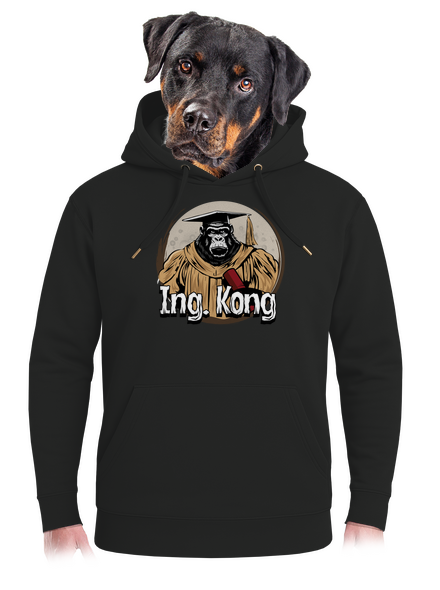 Ing. Kong unisex prémium pulóver Dark Black