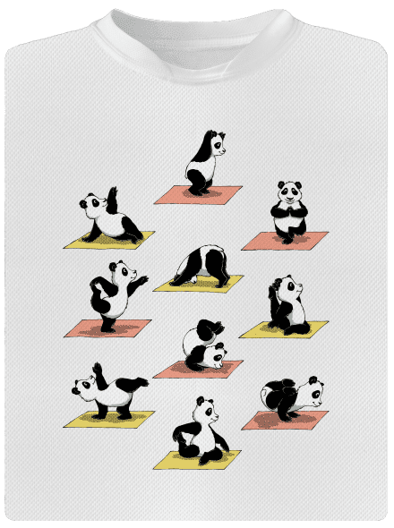 Panda jóga férfi sportpóló White
