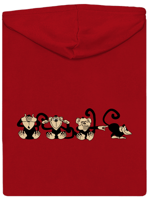 Majmok cipzáras férfi pulóver Red