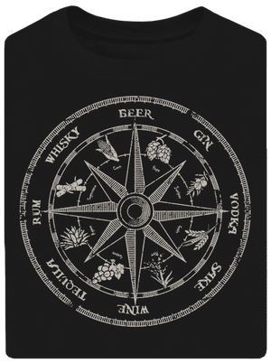 Alkoholos iránytű unisex túlméretezett póló Black