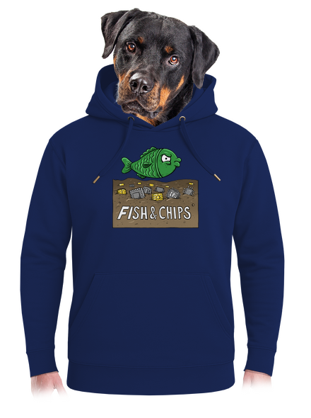 Fish and IT chips unisex prémium pulóver Navy