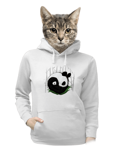 Két alvó panda női kenguruzsebes pulóver White