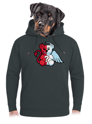 Angyal vagy ördög unisex prémium pulóver Charcoal