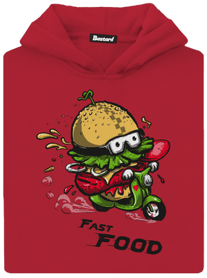 Fast Food gyerek kenguruzsebes pulóver Fire Red