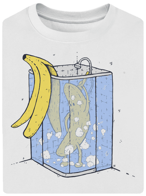 Banán a zuhany alatt unisex túlméretezett póló White